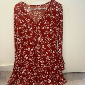 Burnt Orange Summer Dress with Flowers